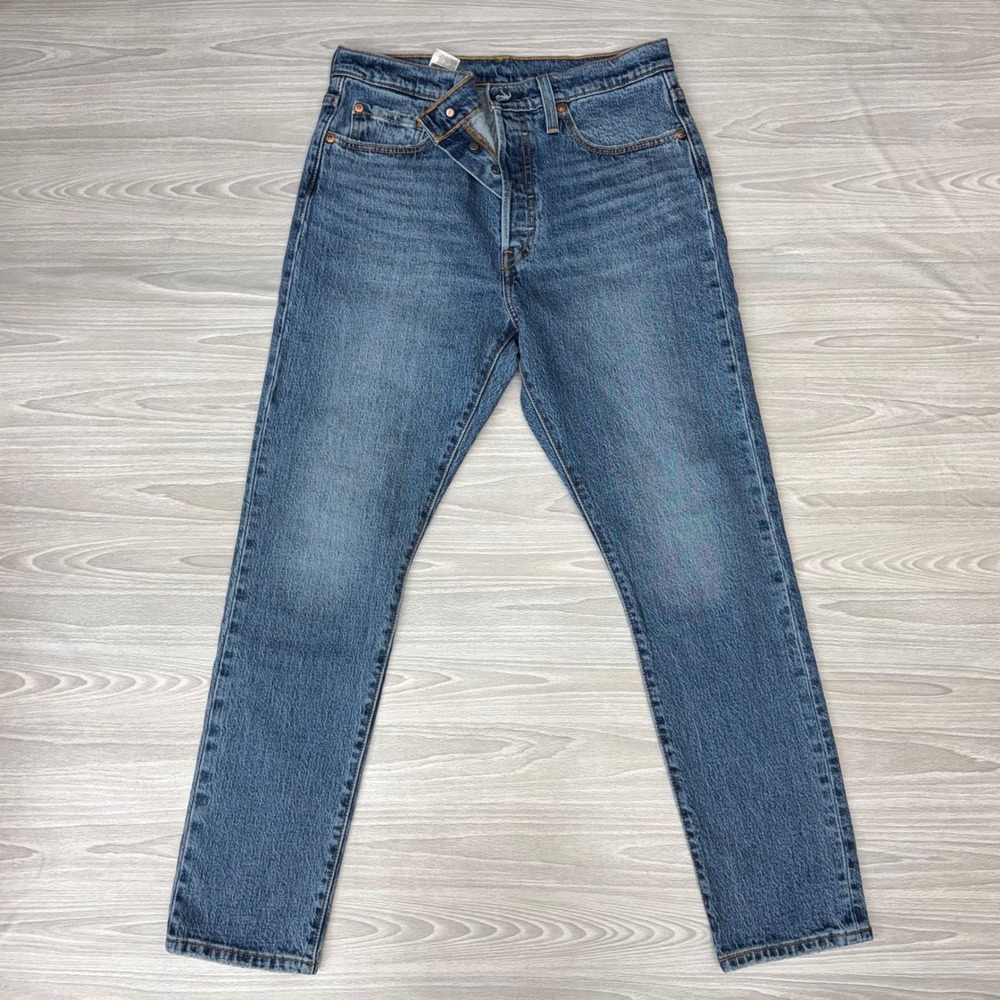 Levis 501 S Skinny Jeans Medium Wash Blue Denim W29 L28 29502-0228 Button Fly